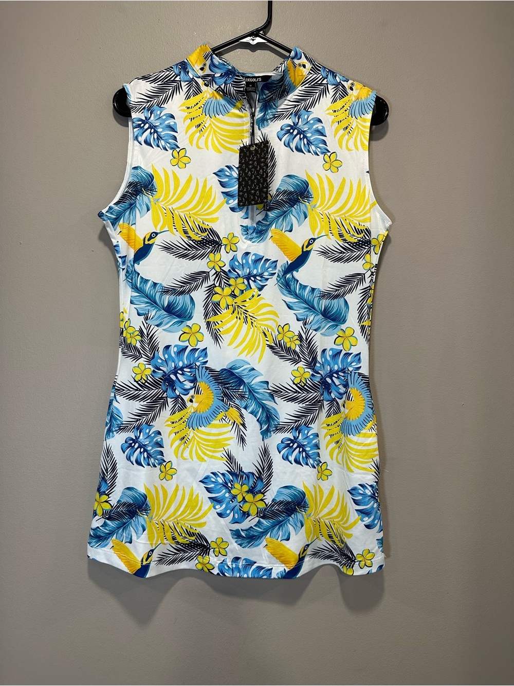 NWT Acegolfs Hyped-up Tropical Sleeveless 36.5 Inch Golf Dress UPF50+ Size Med